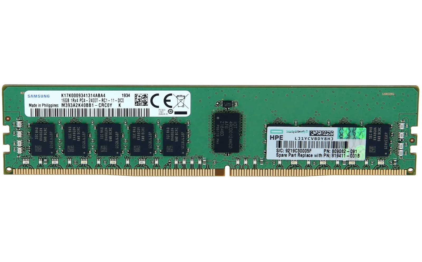 HPE E Memory 16GB 1Rx8 DDR4 2400MHz PC4-2400T 1.20V 16 GB 2.400 MHz, 16 GB, DDR4 (819411-001)