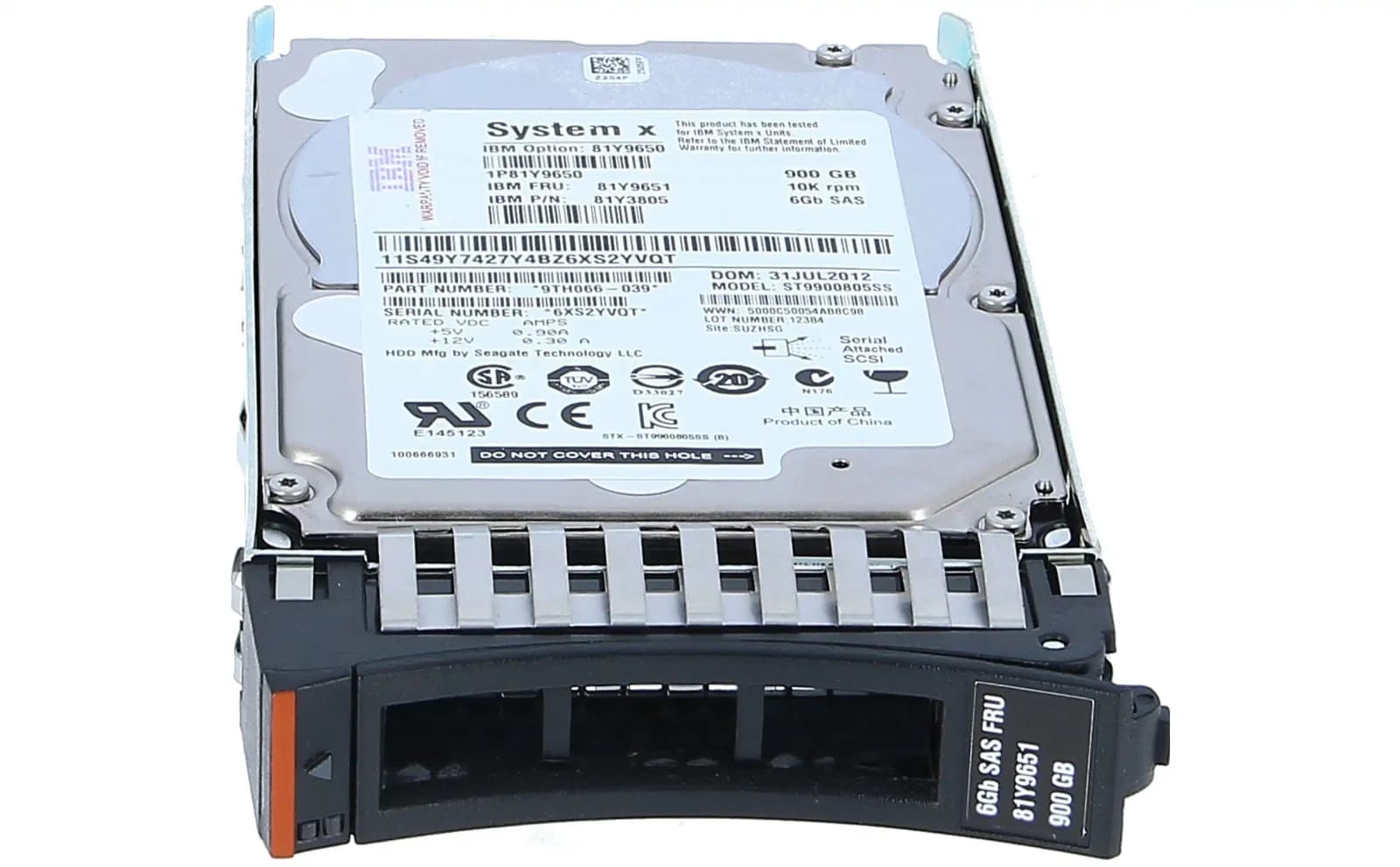 IBM 900 GB 10K 6G 2.5" SAS SFF Hot Swap Disk Drive (81Y9651)