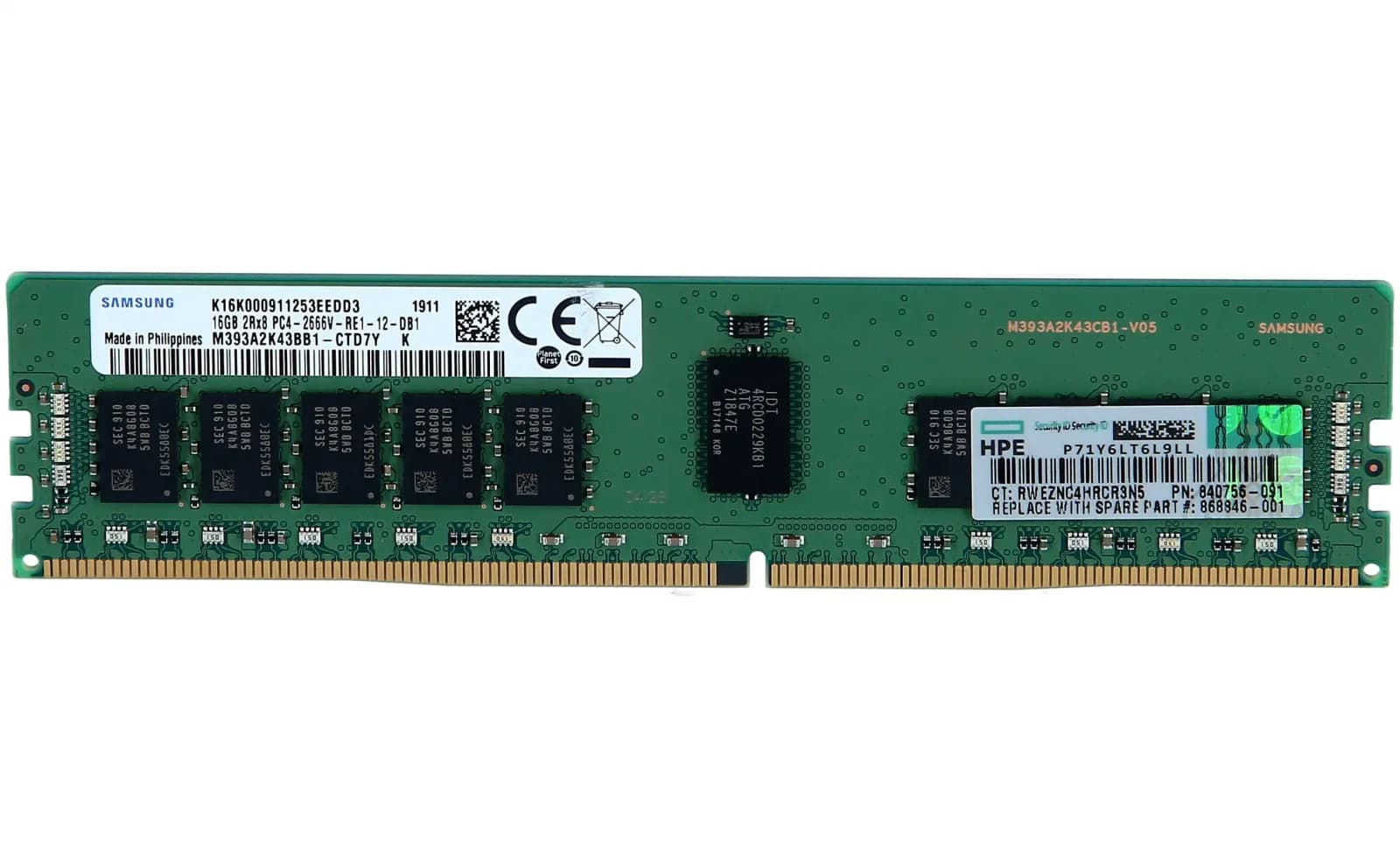 HPE 16GB (1x16GB) Dual Rank x8 DDR4-2666 (835955-B21)