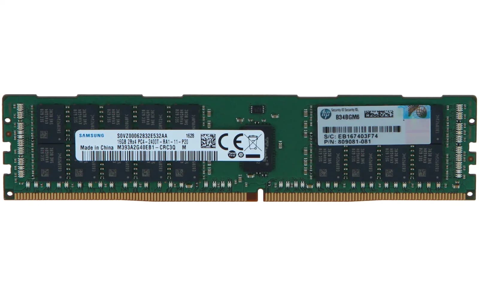 HPE Samsung, HPE 16GB (1x16GB) Dual Rank x4 DDR4-2400 CAS-17-17-17 Registered Memory Kit (836220-B21)
