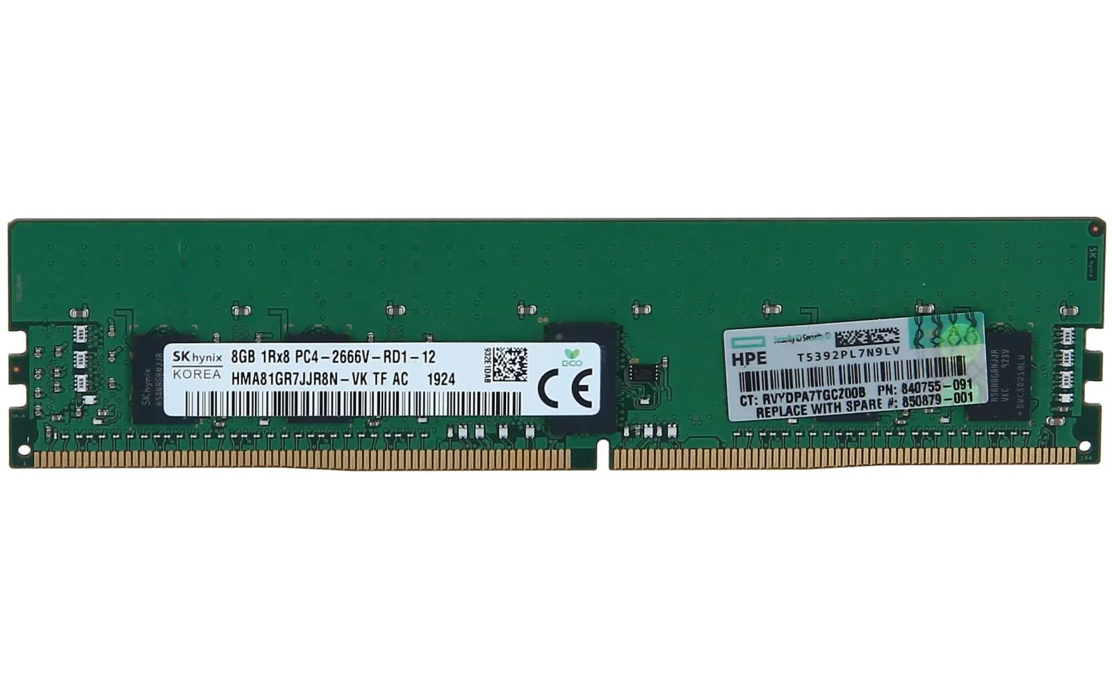 HPE 840755-091, 8 GB, 1 x 8 GB, DDR4, 2666 MHz, 288-pin DIMM (840755-091)
