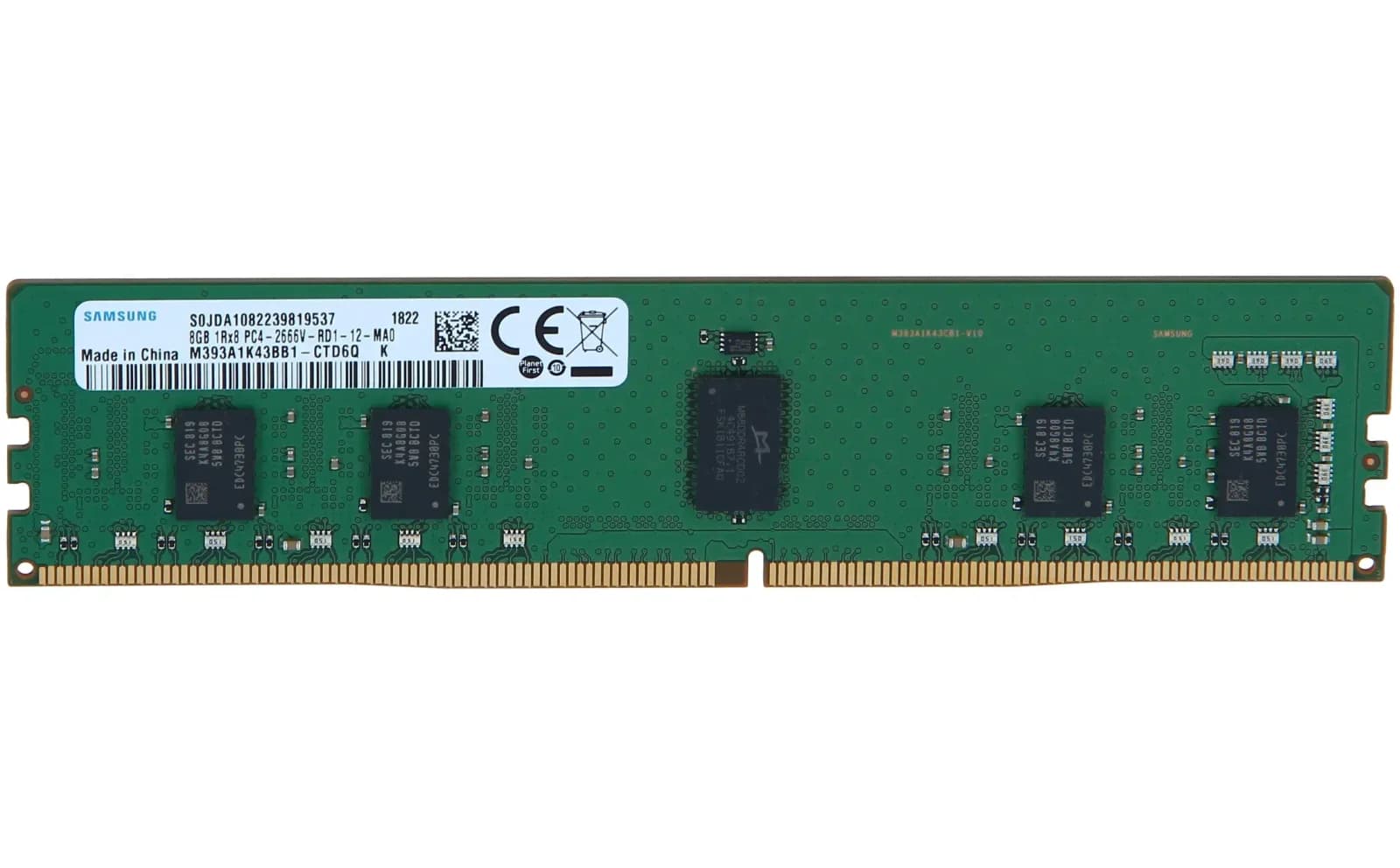 HPE DDR4, module, 8 GB, DIMM 288-pin, 2666 MHz / PC4-21300, CL19, 1.2 V, registered, ECC (864706-591)