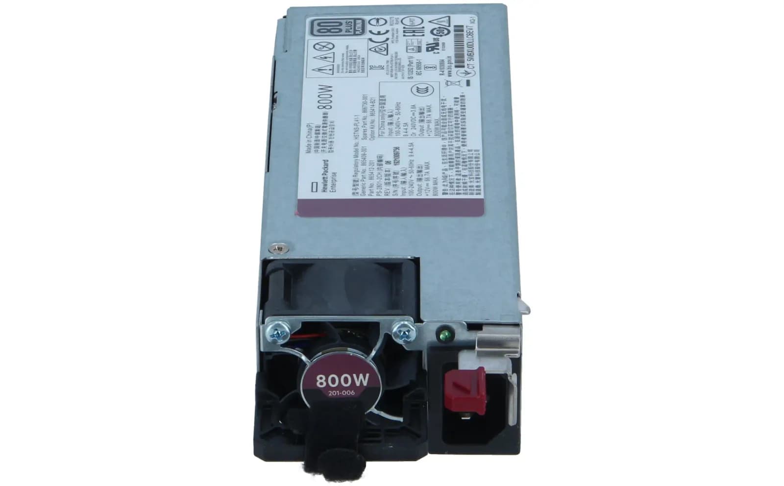 HPE Platinum, power supply, hot-plug (plug-in module), Flex Slot, AC 100-127/200-240 V, 800 Watt (865409-001)