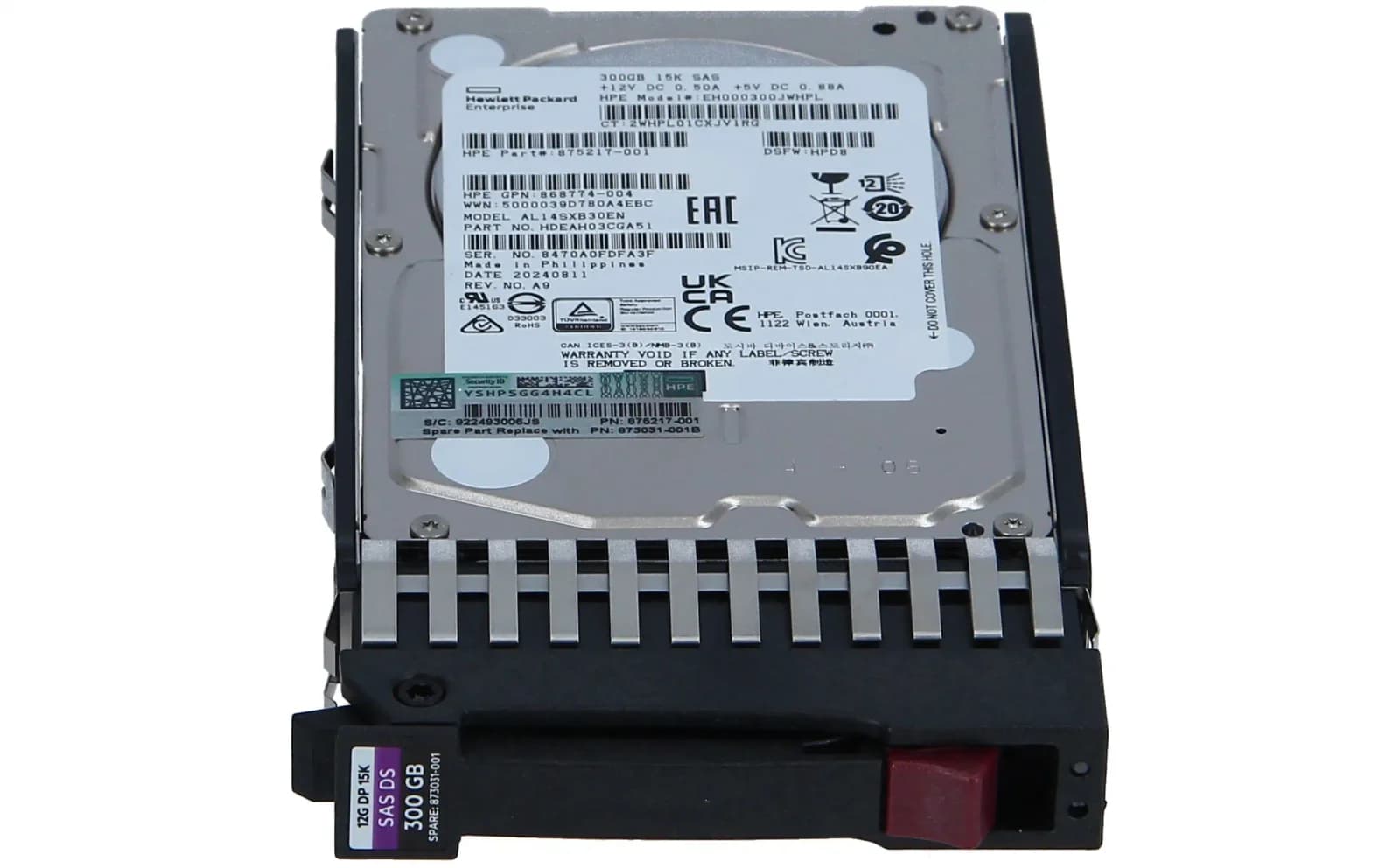 HPE SPS-DRV HDD 300GB 12G 15K SFF SAS Spare Part, sərt disk, Serial Attached SCSI (SAS) (873031-001)