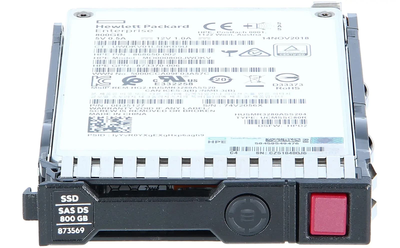 HPE HP Enterprise Mixed Use, 800 GB SSD, Hot-Swap, 2.5" SFF (6.4 cm SFF) (873363-B21)