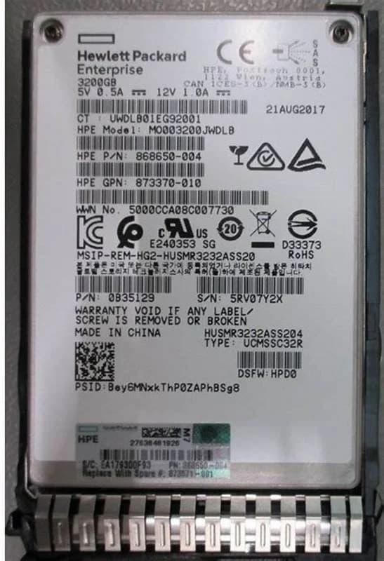 HPE SSD SPS-DRV 3.2TB SFF SAS MU SC DS Spare Part, Solid State Disk, Serial Attached SCSI (SAS) (873571-001)