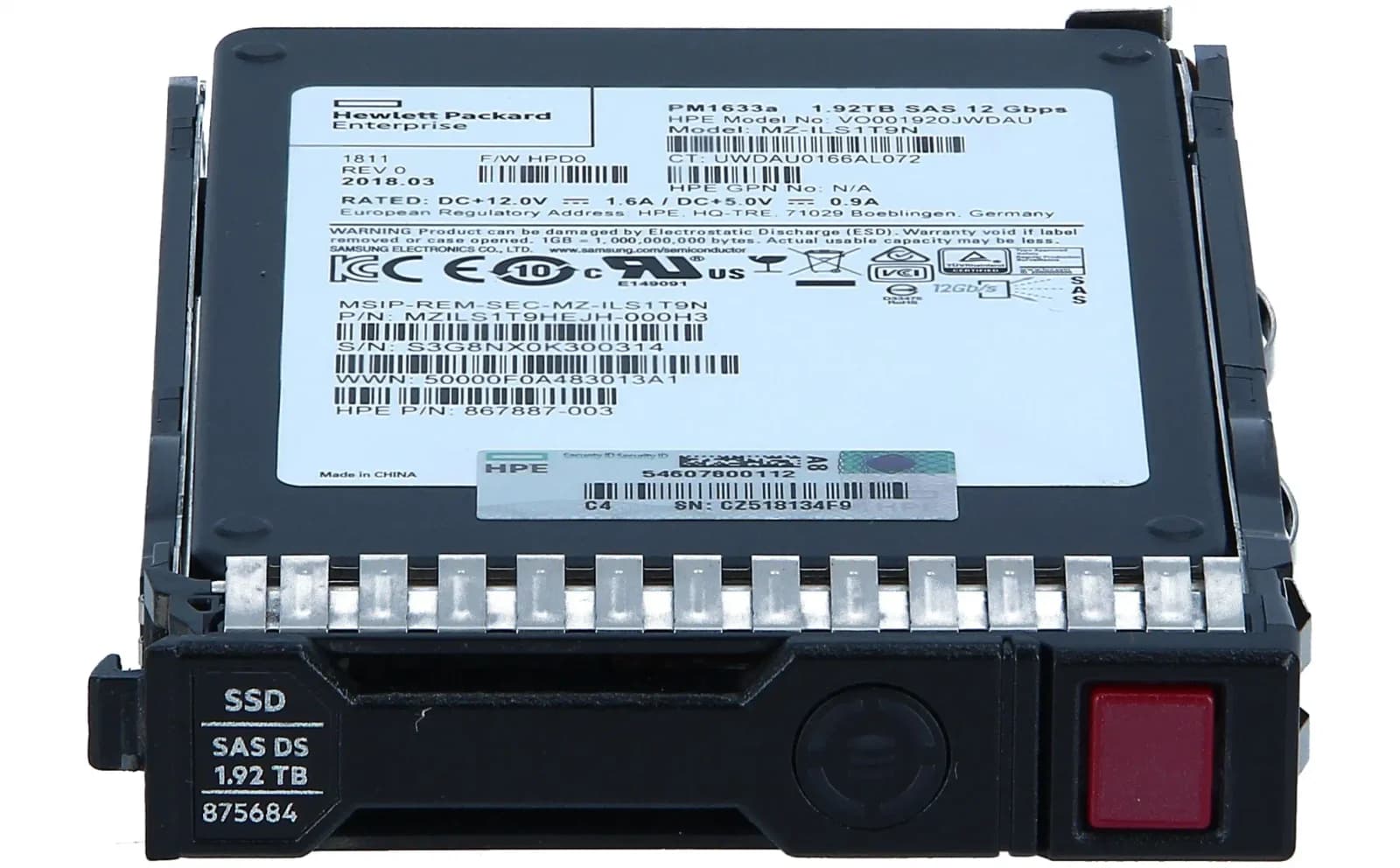 HPE Read Intensive, Solid-State-Disk, 1.92 TB, Hot-Swap, 2.5" SFF (6.4 cm SFF) (875326-B21)