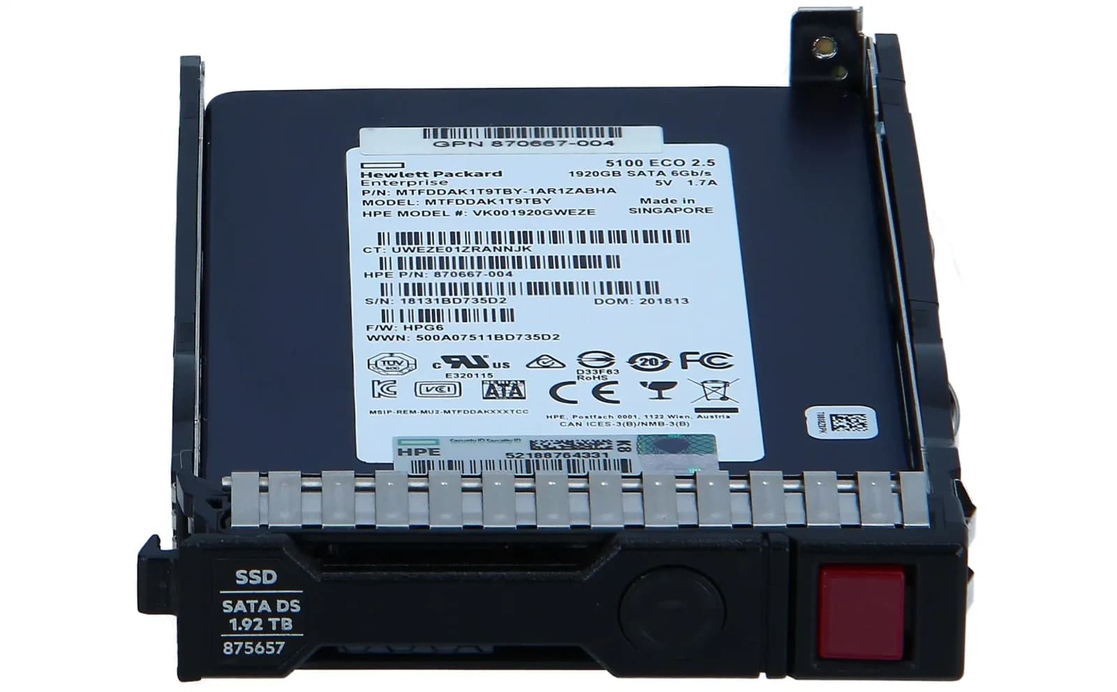 HPE Read Intensive, Solid-State-Disk, 1.92 TB, Hot-Swap, 2.5" SFF (6.4 cm SFF) (875513-B21)