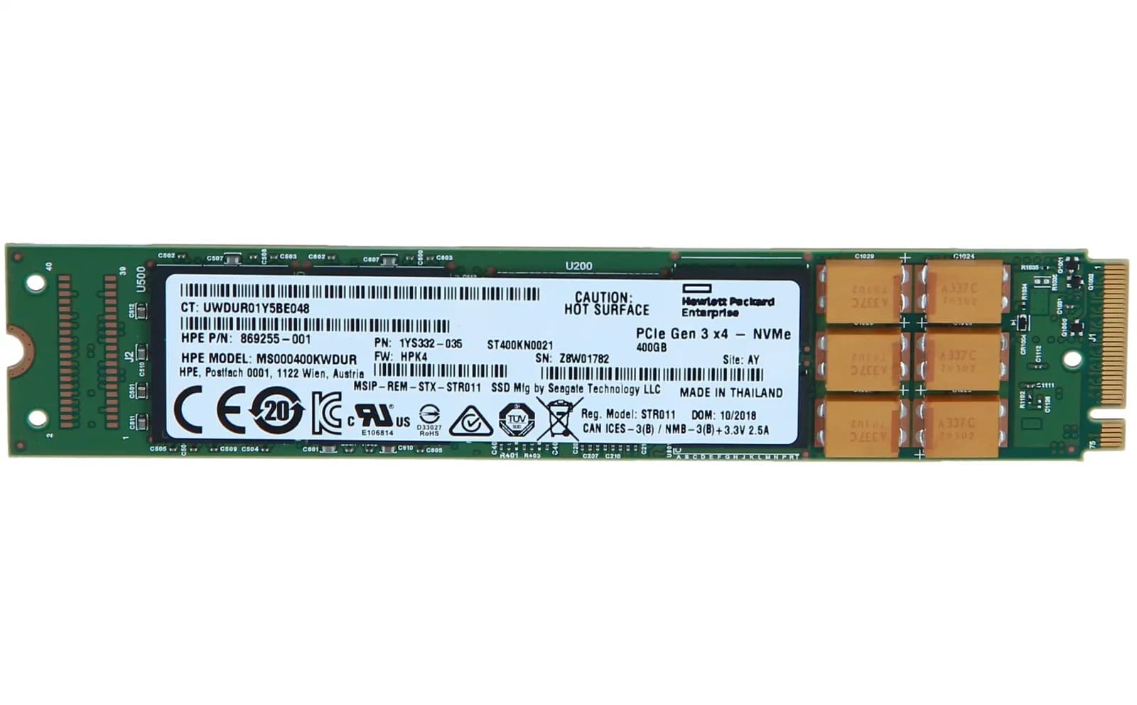 HPE Mixed Use, 400 GB SSD, внутренний, M.2 22110, PCI Express 3.0 x4 (NVMe) (875583-B21)