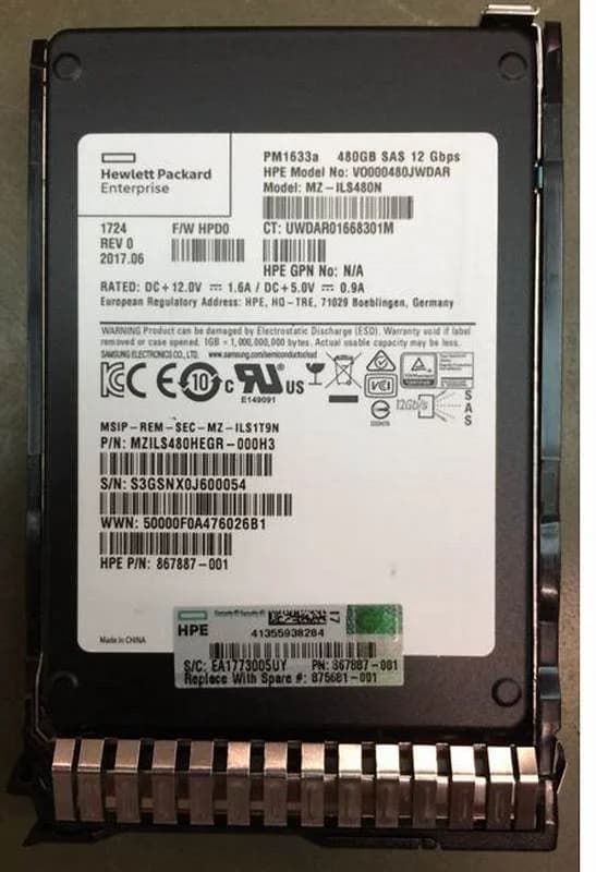HPE Read Intensive, SSD, 480 GB, Hot-Swap, 2.5" SFF (6.4 cm SFF) (875681-001)