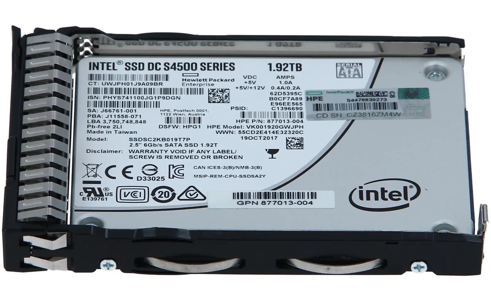 HPE Read Intensive, Solid-State-Disk, 1.92 TB, Hot-Swap, 2.5" SFF (6.4 cm SFF) (877758-B21)