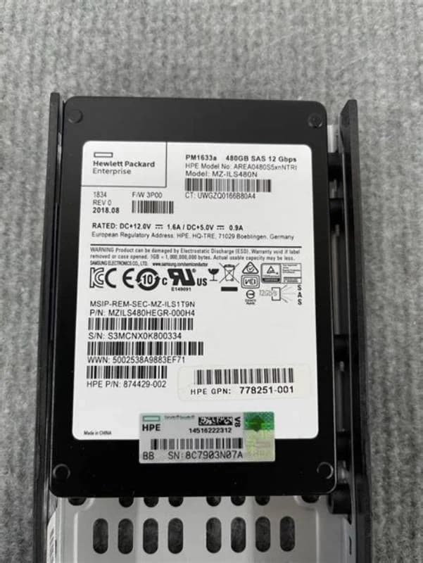 HPE SPS-DRV 480GB SSD SAS 2.5 SFF SS7000 SM Spare Part, Solid State Disk, Serial Attached SCSI (SAS) (879387-001)