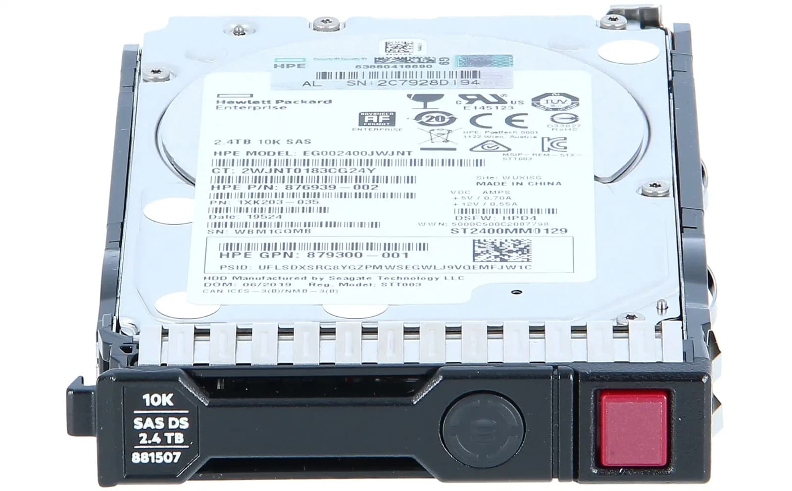 HPE Hard drive, 2.4 TB, hot-swap, 2.5" SFF, SAS 12Gb/s, 10000 rpm (881457-B21)