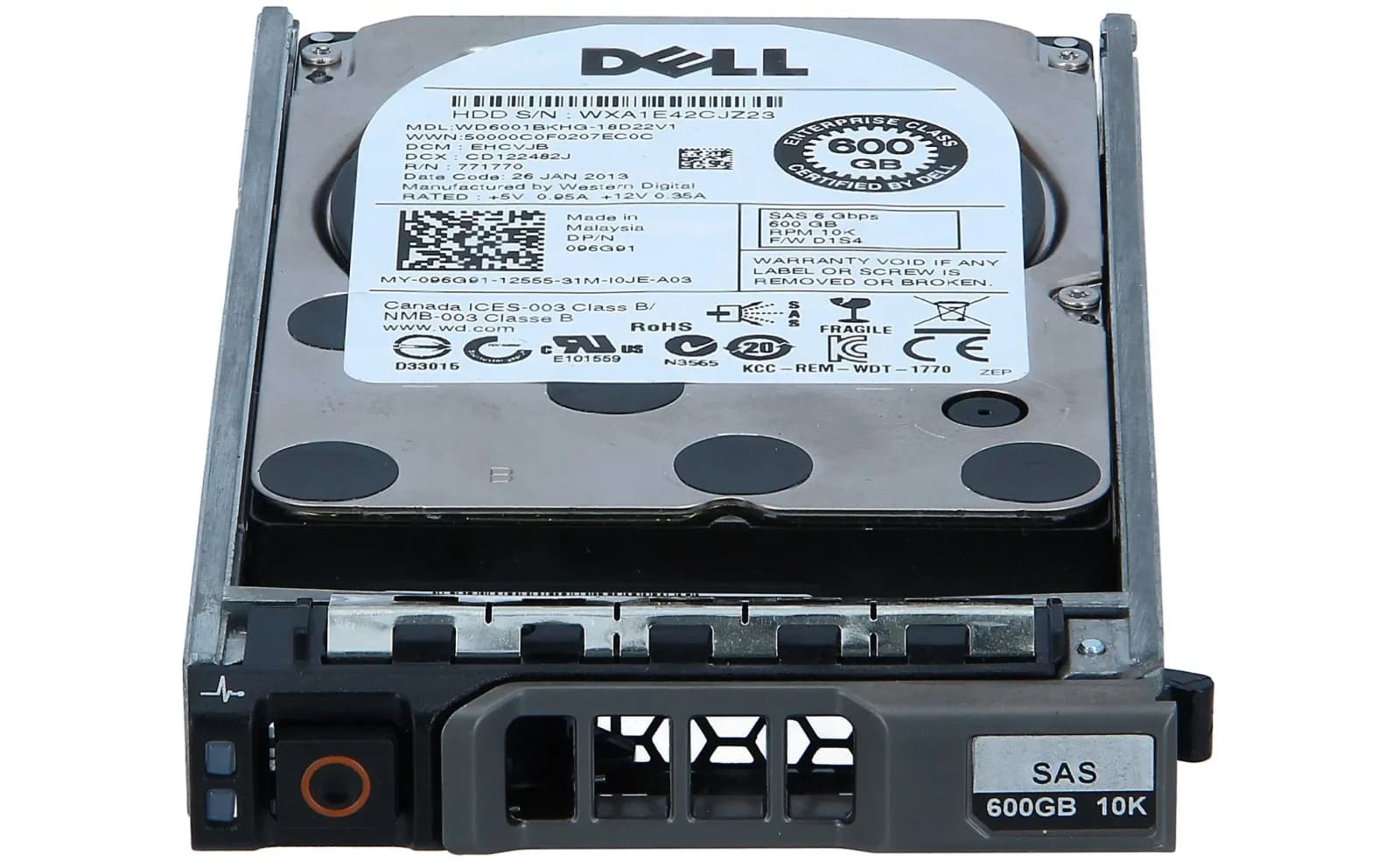 DELL 600GB 10K 2.5INCH 6G HOTSWAP SAS HDD (96G91)