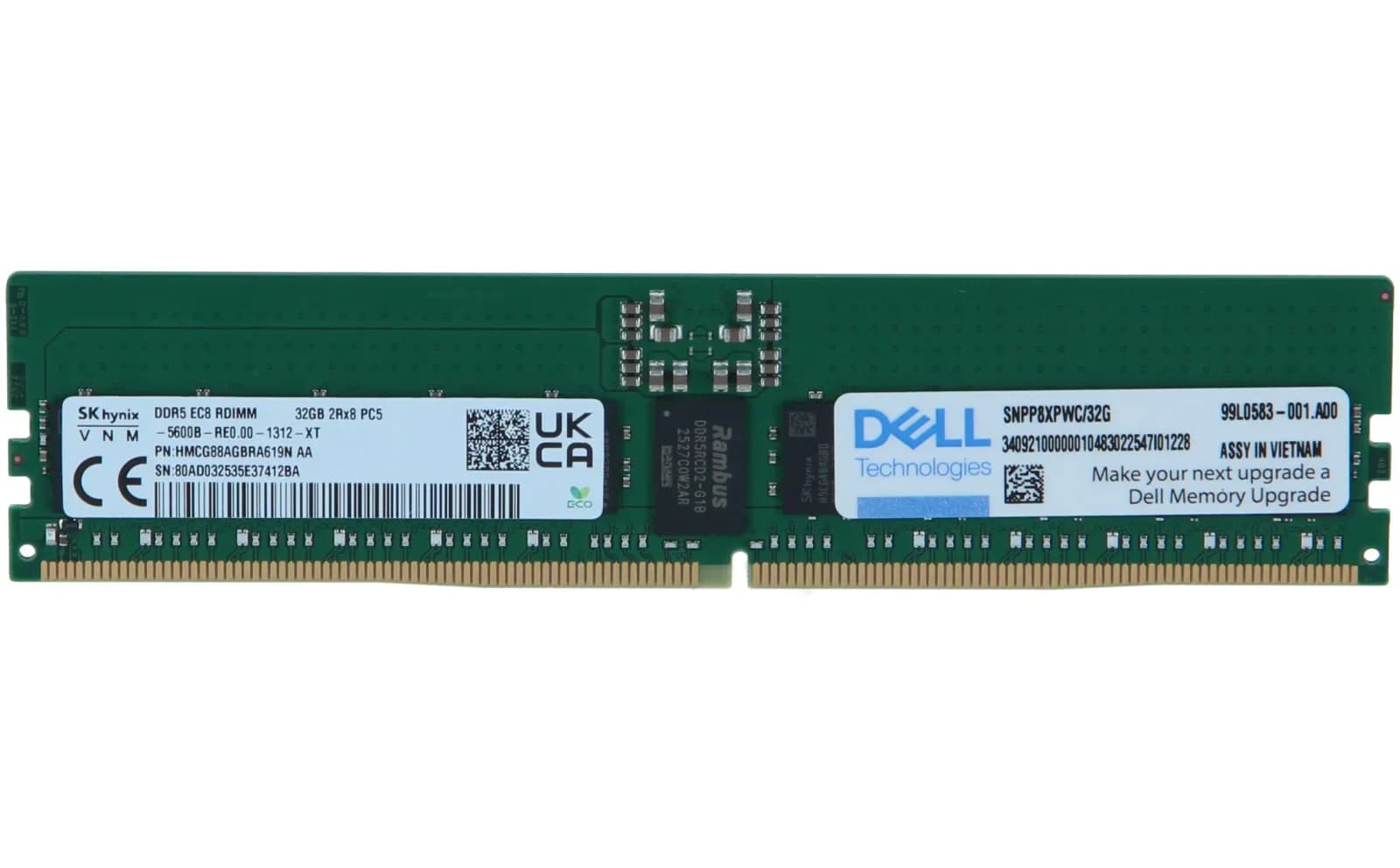 DELL 32GB (1*32GB) 2RX8 PC5-44800B-R DDR5-5600MHZ RDIMM (AC830717)