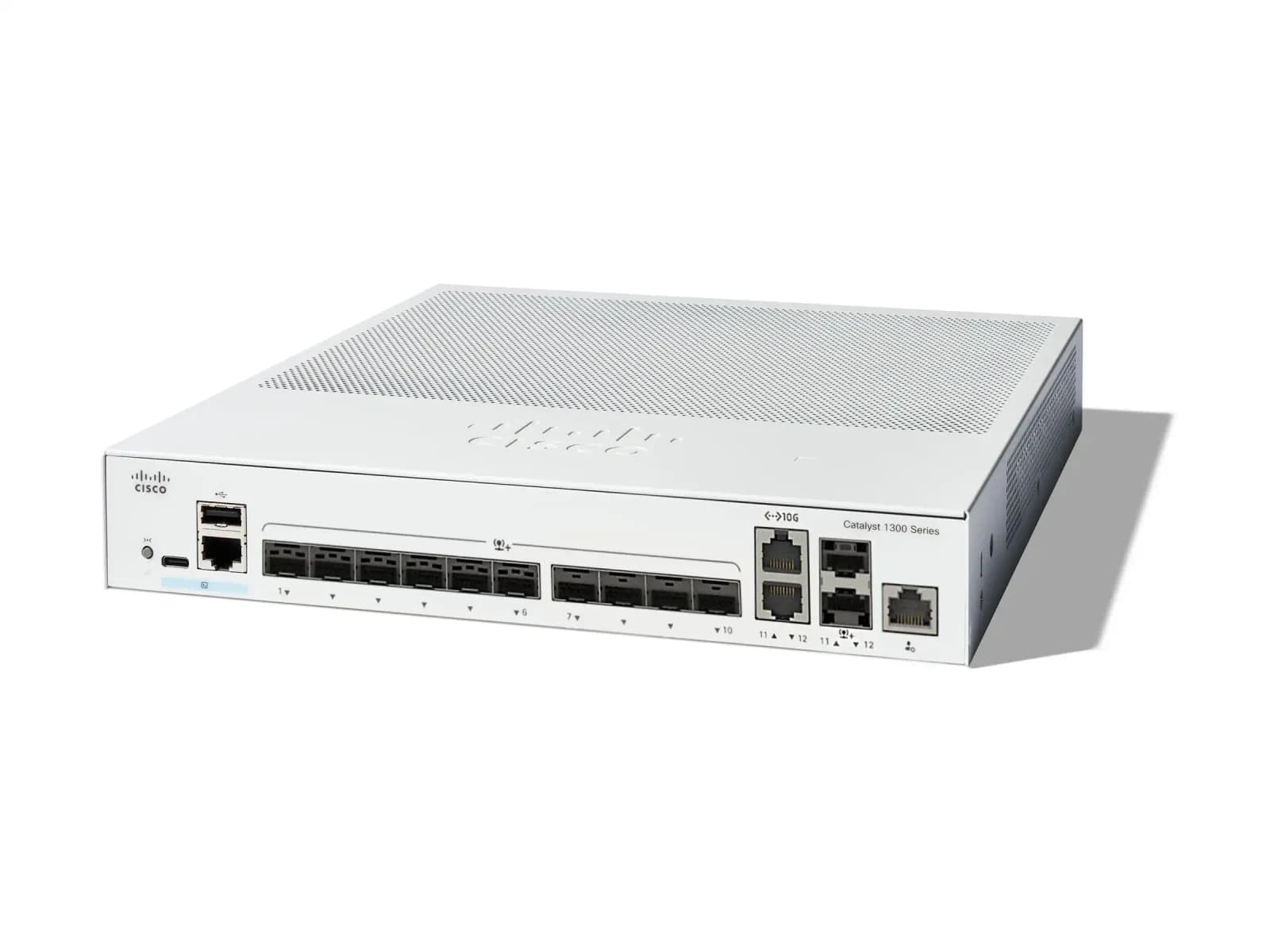 Cisco Catalyst 1300-12XS, Switch, L3, smart, 12 x 10GBase-X + 2 x combo 10 Gigabit SFP+/RJ-45, rack-mountable (C1300-12XS)