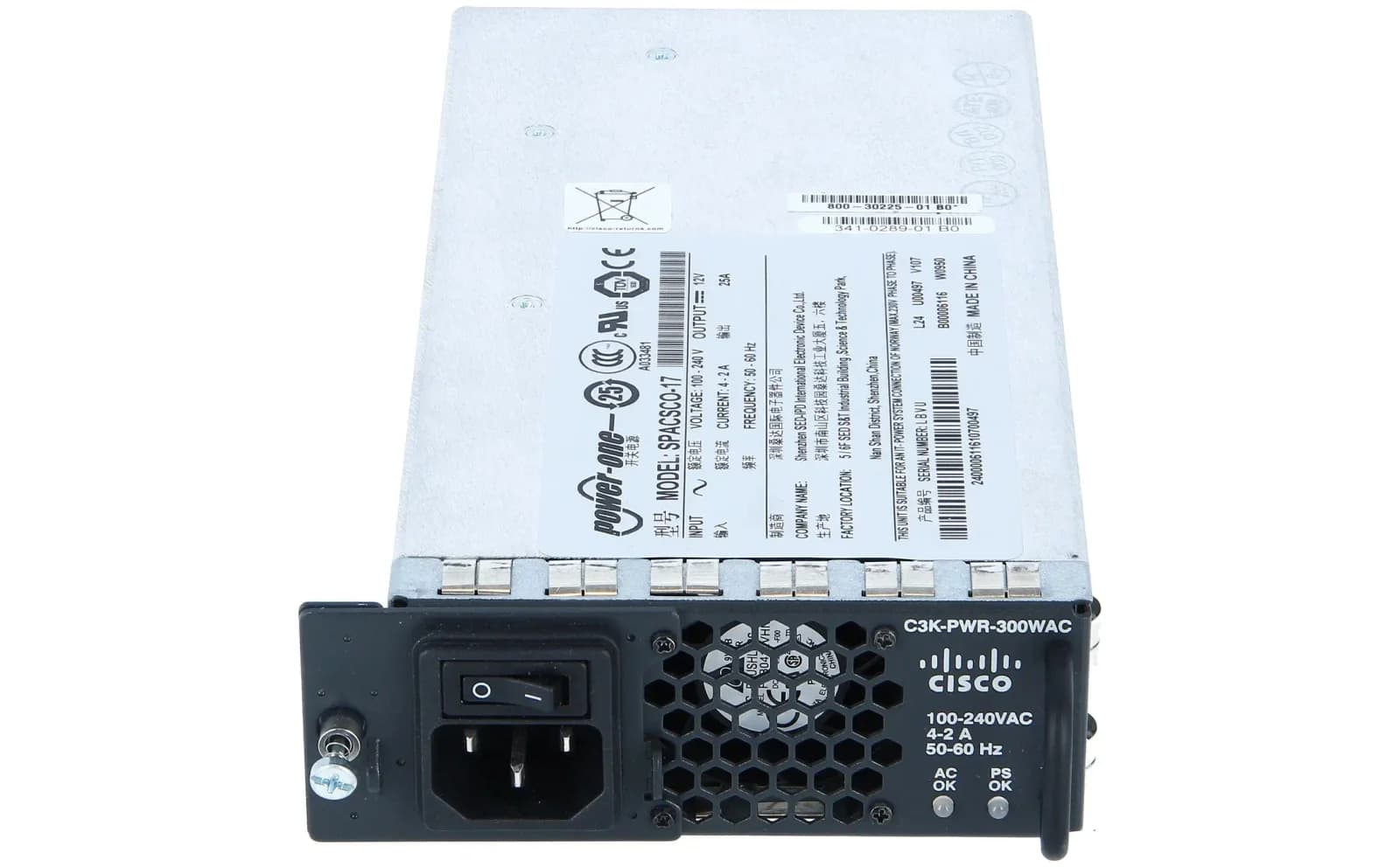 Cisco Catalyst 3560E-12D and 3560E-12SD 300WAC power supply spare (C3K-PWR-300WAC)