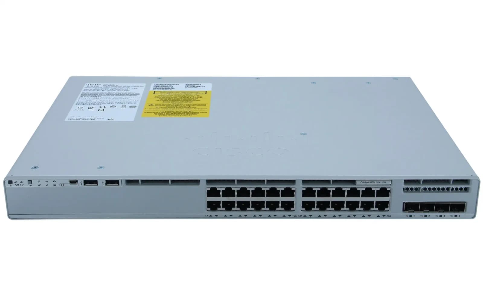 Cisco Catalyst 9200L, Network Essentials, Switch, L3, 24 x 10/100/1000 + 4 x 10 Gigabit SFP+ (Uplink) (C9200L-24T-4X-E)
