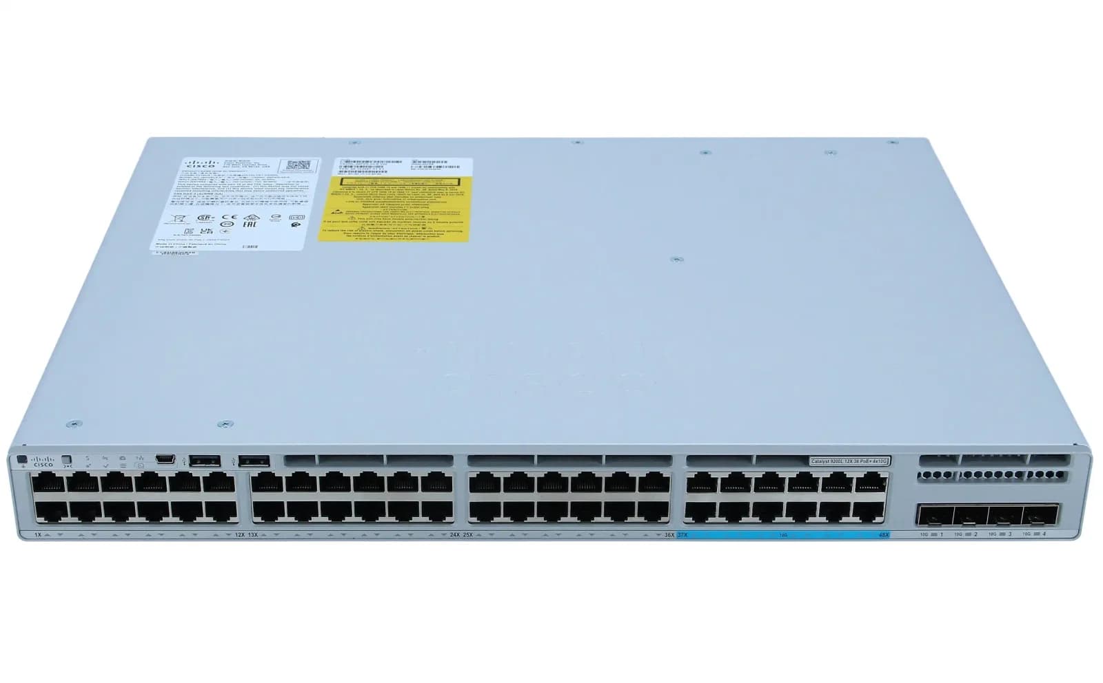 Cisco Catalyst 9200L, Network Essentials, Switch, L3, managed, 12 x 100/1000/2.5G/5G/10GBase-T + 36 x 10/100/1000 (PoE+) (C9200L-48PXG-4X-E)
