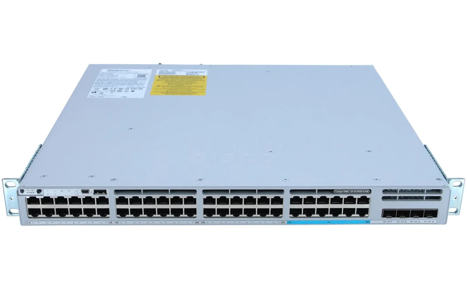 Cisco Catalyst 9300 48-port 12x mGig (100M/1G/2.5G/5G/10G) + 36x 10M/100M/1G copper with fixed 4x 10G/1G SFP+ uplinks, UPOE, Network (C9300L-48UXG-4X-A)