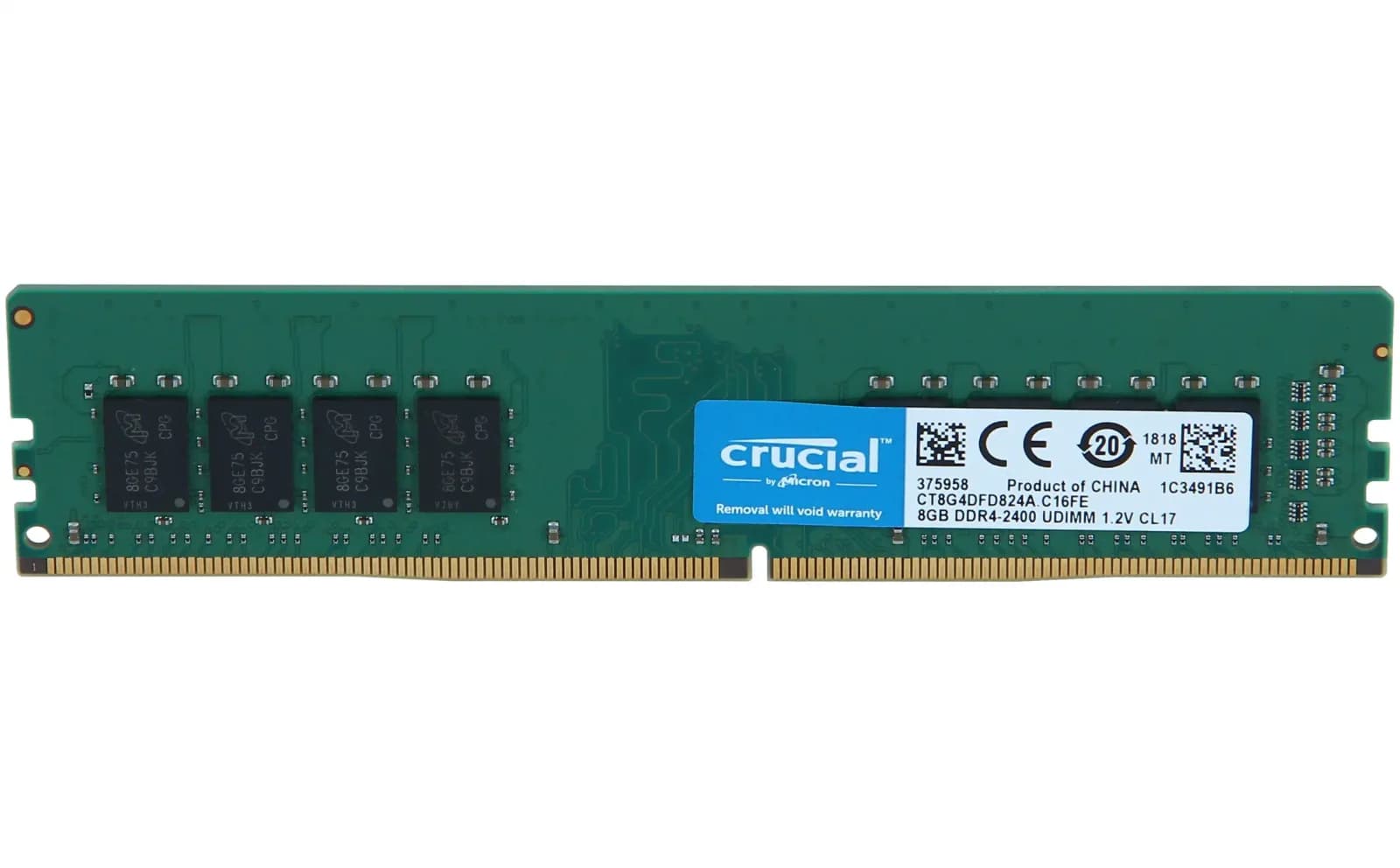 Crucial 8GB DDR4 2400 MHz PC4-19200 DIMM Desktop Memory RAM 1x (CT8G4DFD824AC16FE)