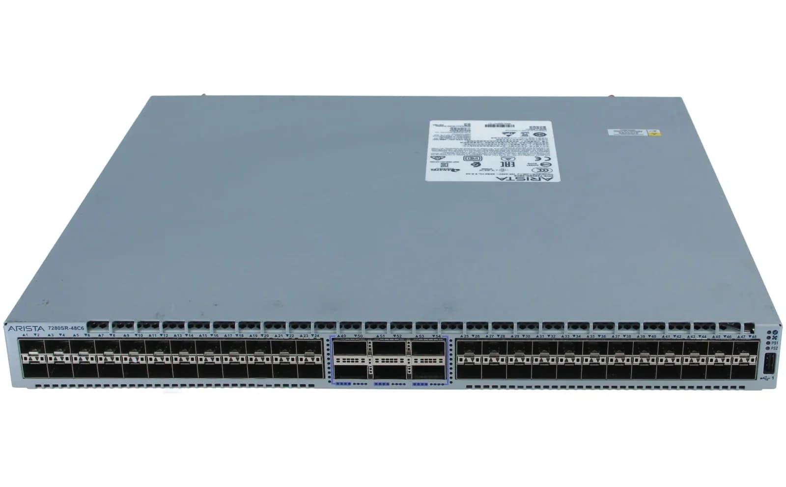 Arista 7280R Series, Switch, L3, Managed, 48 x 10 Gigabit SFP+ + 6 x 100 Gigabit QSFP, front to back airflow, rack-mountable (DCS-7280SR-48C6-F)