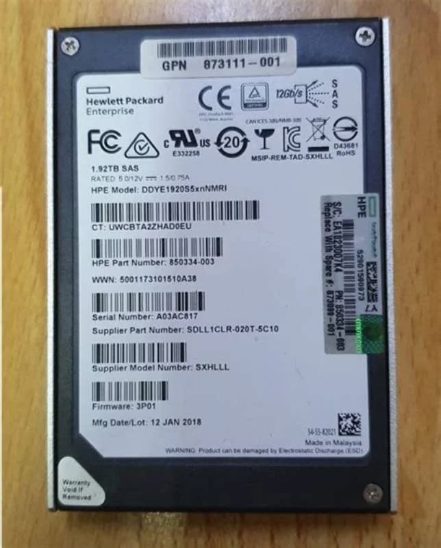 Cisco E 3PAR SS 8000 1.92TB 6G 2.5INCH SAS SSD, Solid State Disk, Serial Attached SCSI (SAS) (DDYE1920S5XNNMRI)
