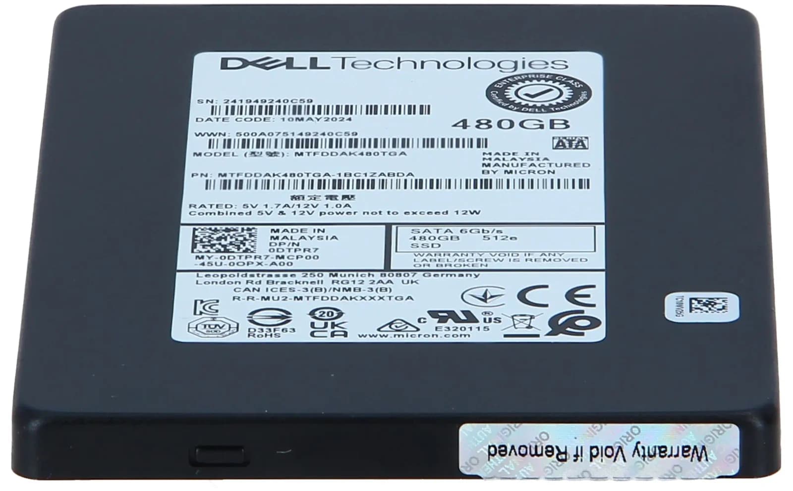 DELL 480GB SATA 6Gbps Read Intensive 2.5'' SSD (DTPR7)