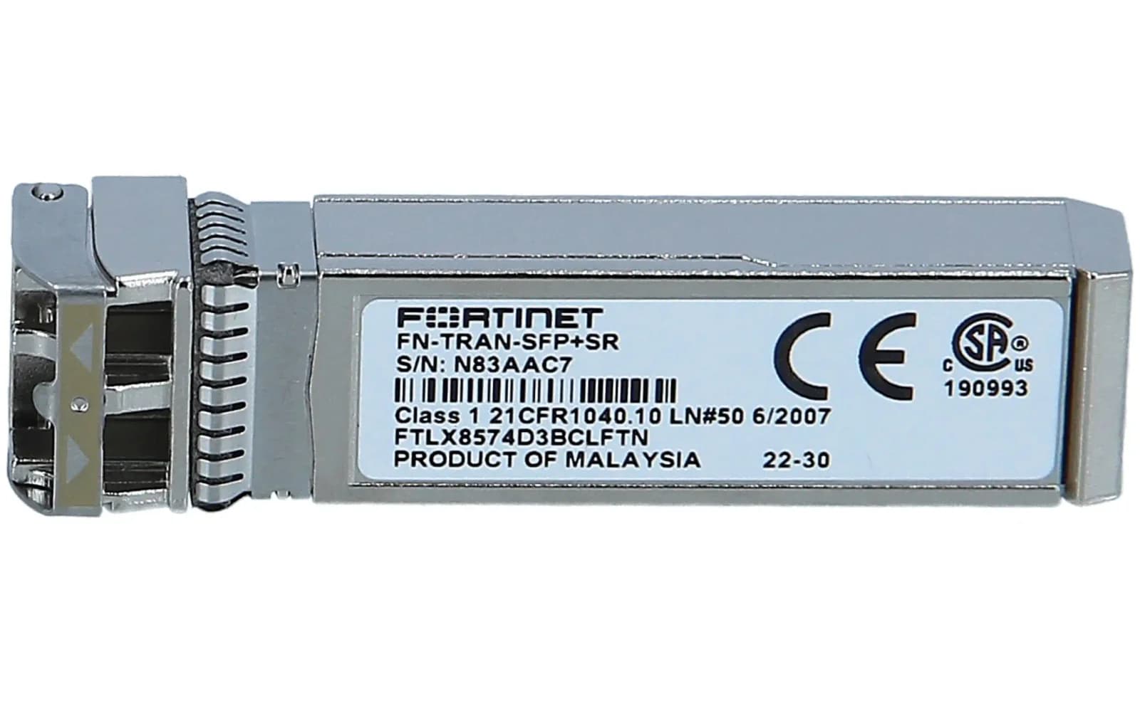 Fortinet 10GE SFP+ Transceiver Module Short Range (FN-TRAN-SFPSR)