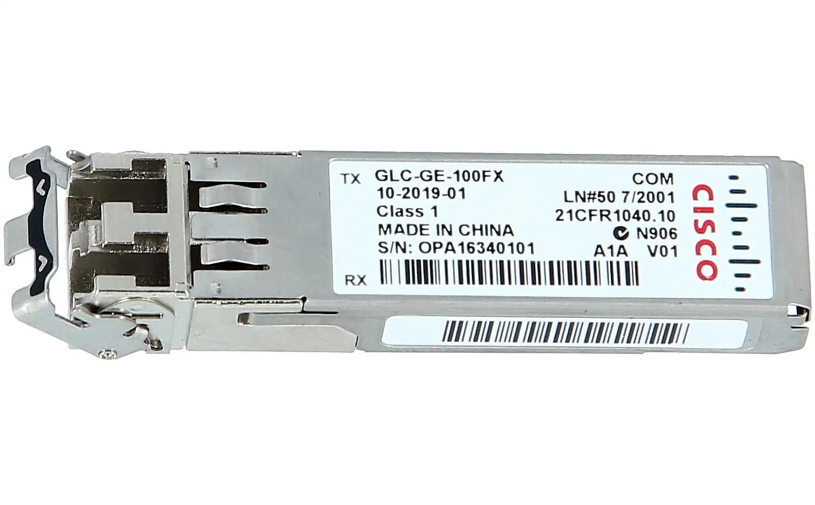 Cisco SFP (mini-GBIC) transceiver module, 100Mb LAN, 100Base-FX, LC, 2 km, 1310 nm (GLC-GE-100FX)
