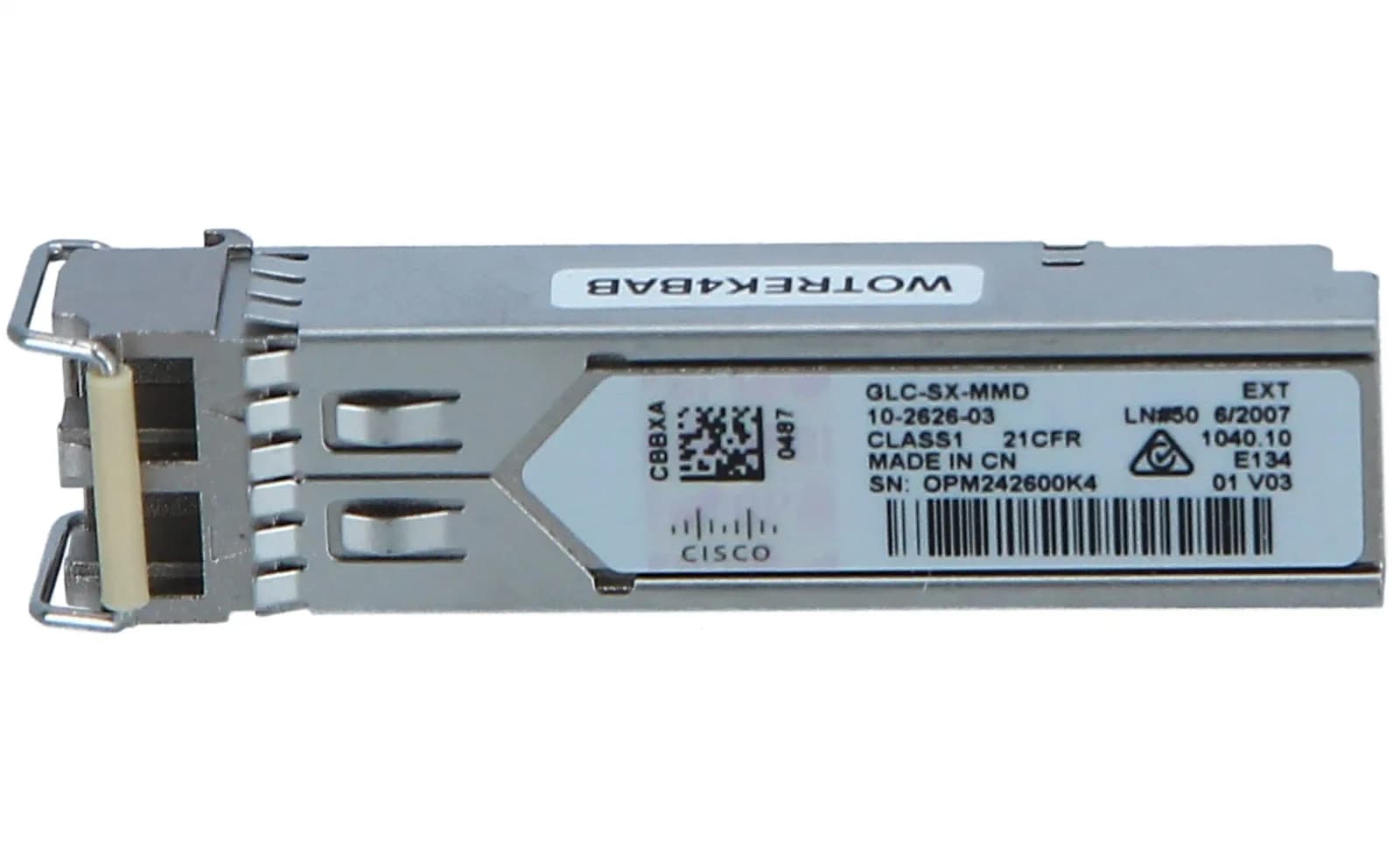 Cisco SFP (mini-GBIC) transceiver module, GigE, 1000Base-SX, LC/PC multi-mode, 1 km, 850 nm (GLC-SX-MMD)