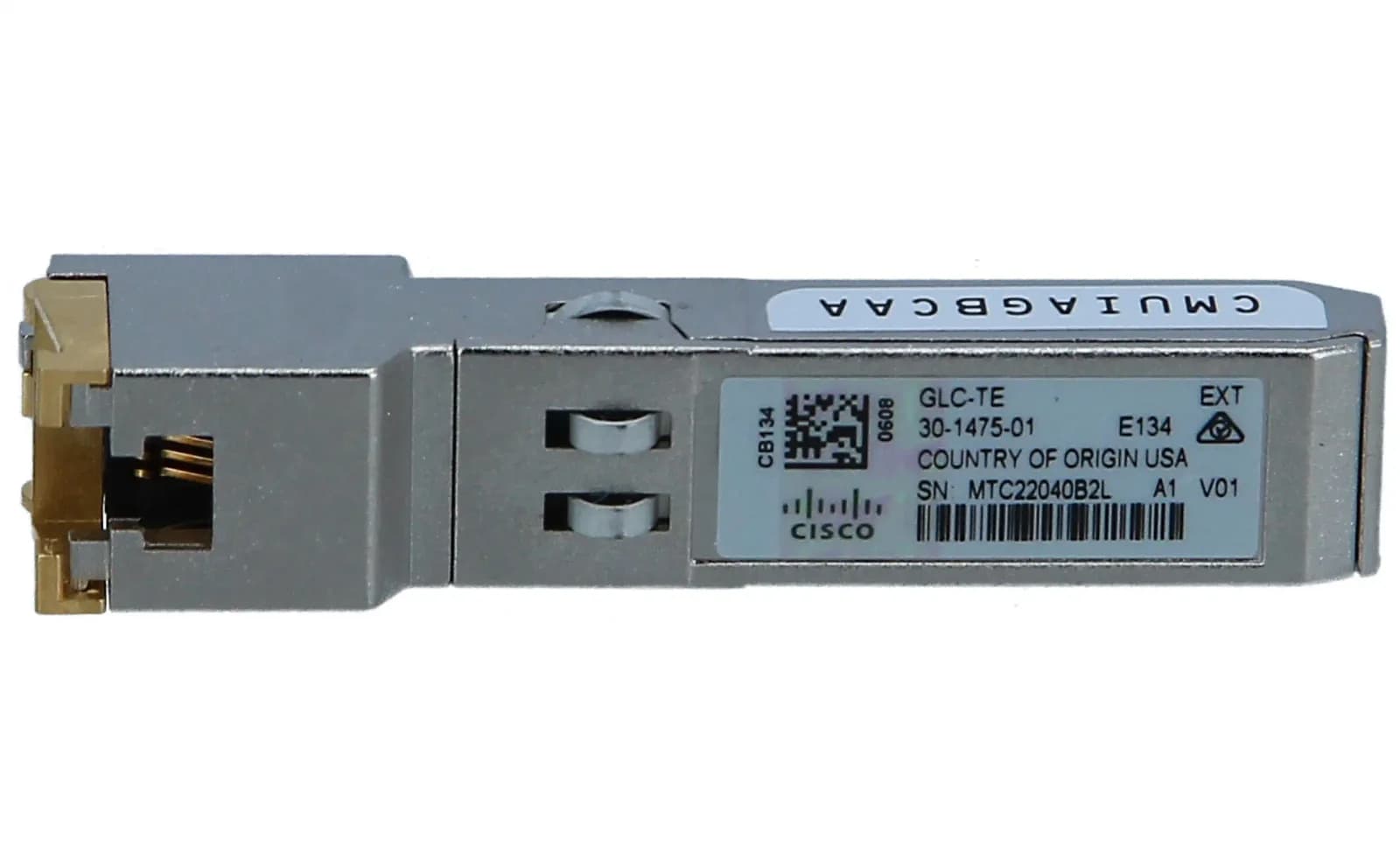 Cisco SFP (mini-GBIC) transceiver module, GigE, 1000Base-T, RJ-45, 100m (GLC-TE)