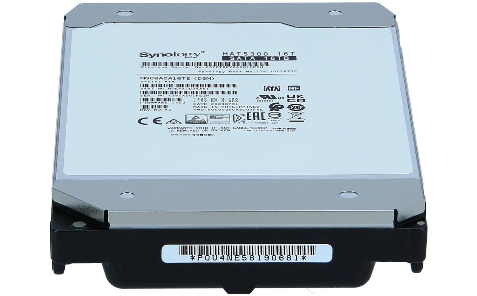 Synology Hard drive, 16 TB, internal, 3.5", SATA 6Gb/s, 7200 rpm (HAT5300-16T)