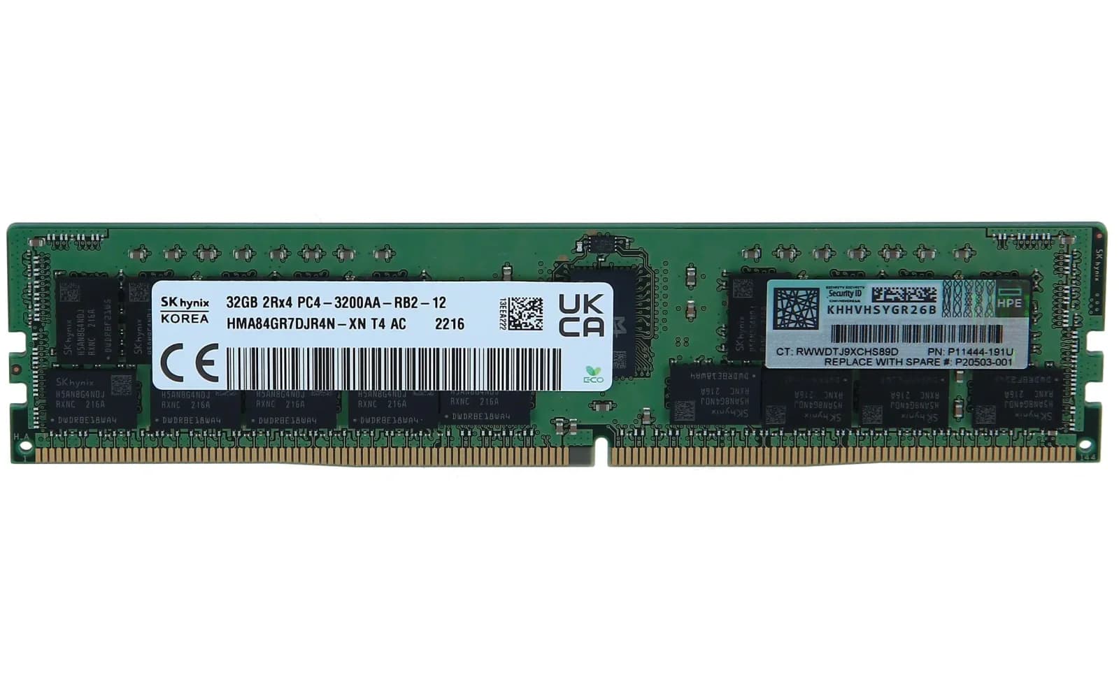 SK Hynix DDR4, module, 32 GB, DIMM 288-pin, 3200 MHz / PC4-25600, CL22, 1.2 V, registered, ECC (HMA84GR7DJR4N-XN)