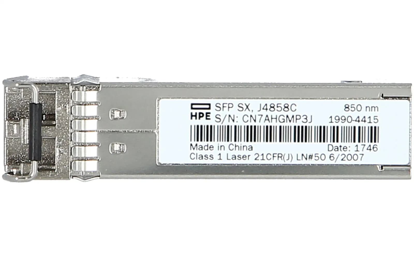 HPE SFP (mini-GBIC) transceiver module, GigE, 1000Base-SX, LC multi-mode, 550 m, 850 nm (J4858C)