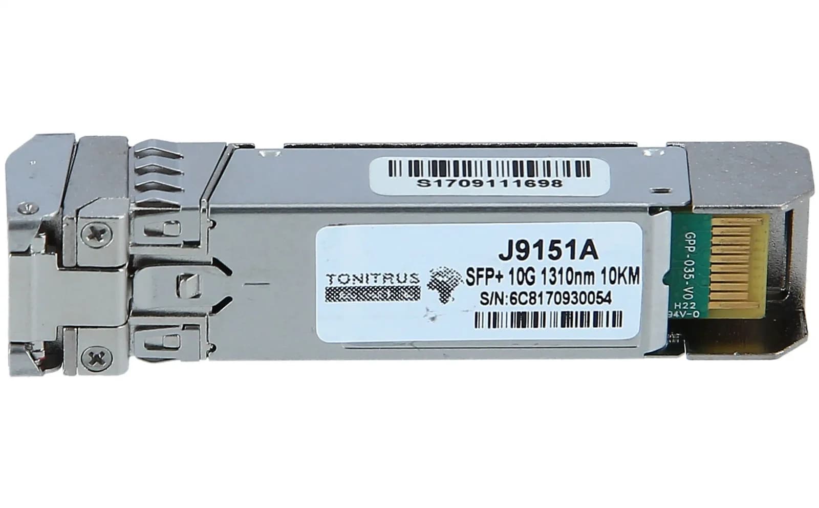 HPE SFP+ transceiver module, 10 GigE, 10GBase-LR, LC/UPC single-mode, 10 km, 1310 nm (J9151A)