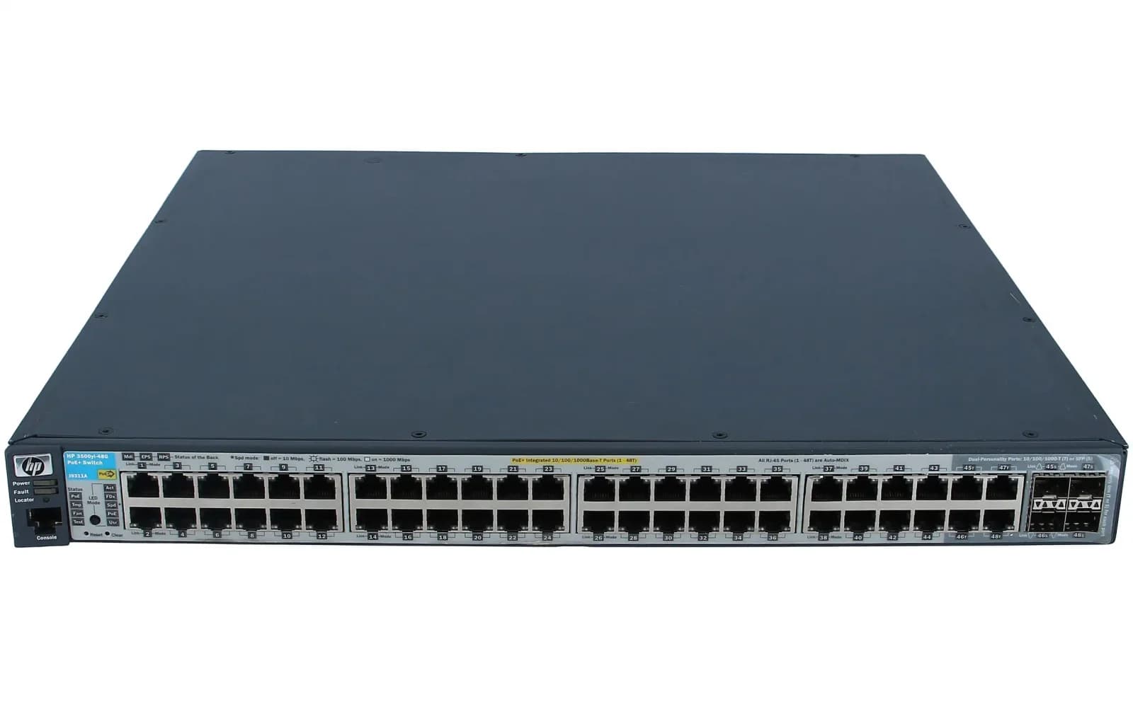 HPE 3500-48G-PoE+ yl Switch, Switch, 1.000 Mbps, 48-Port 1U, Kabellos rack модуль (J9311A)
