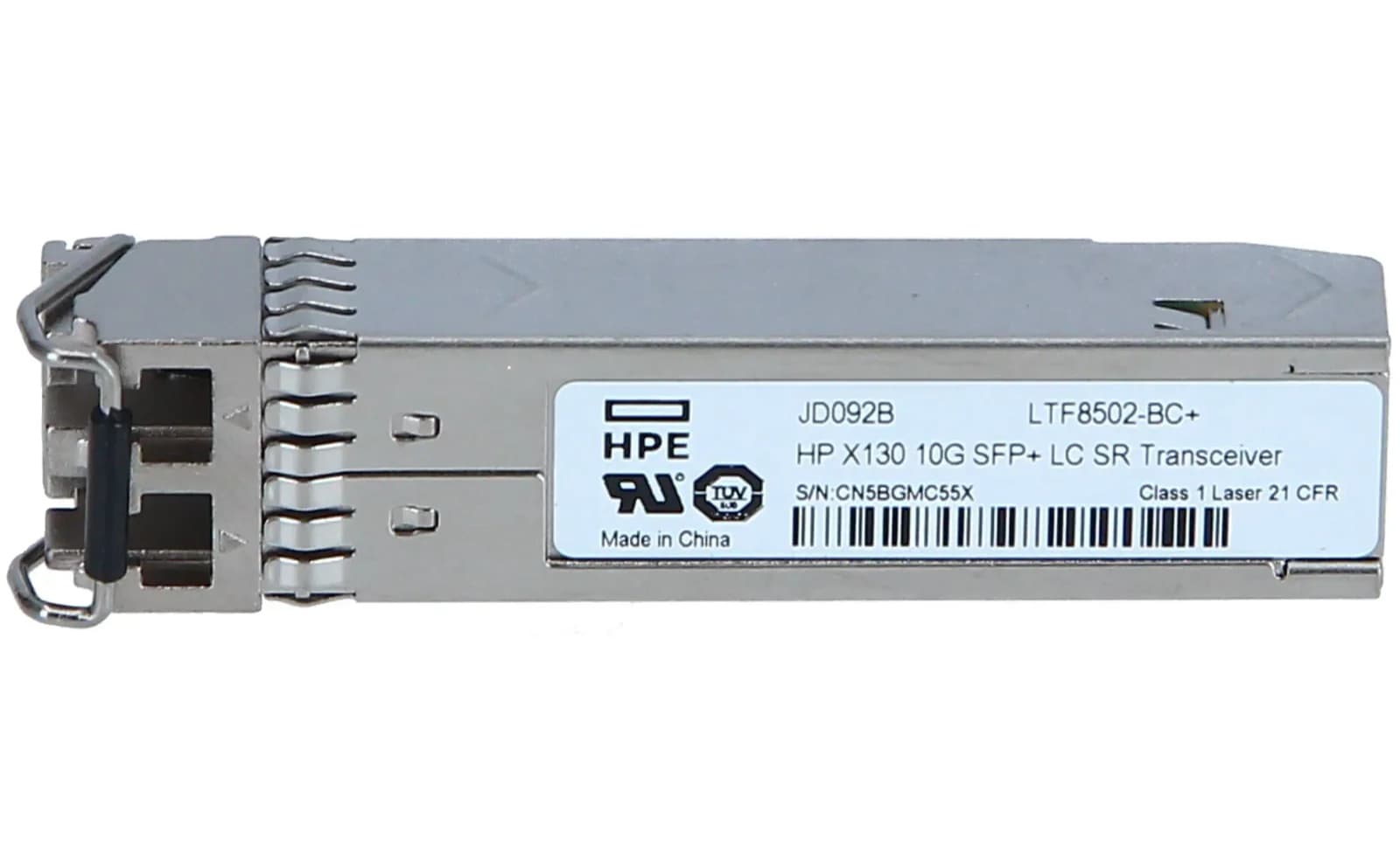 HPE X130, SFP+ transceiver module, 10 GigE, 10GBase-SR, LC multi-mode, 300 m, 850 nm (JD092B)