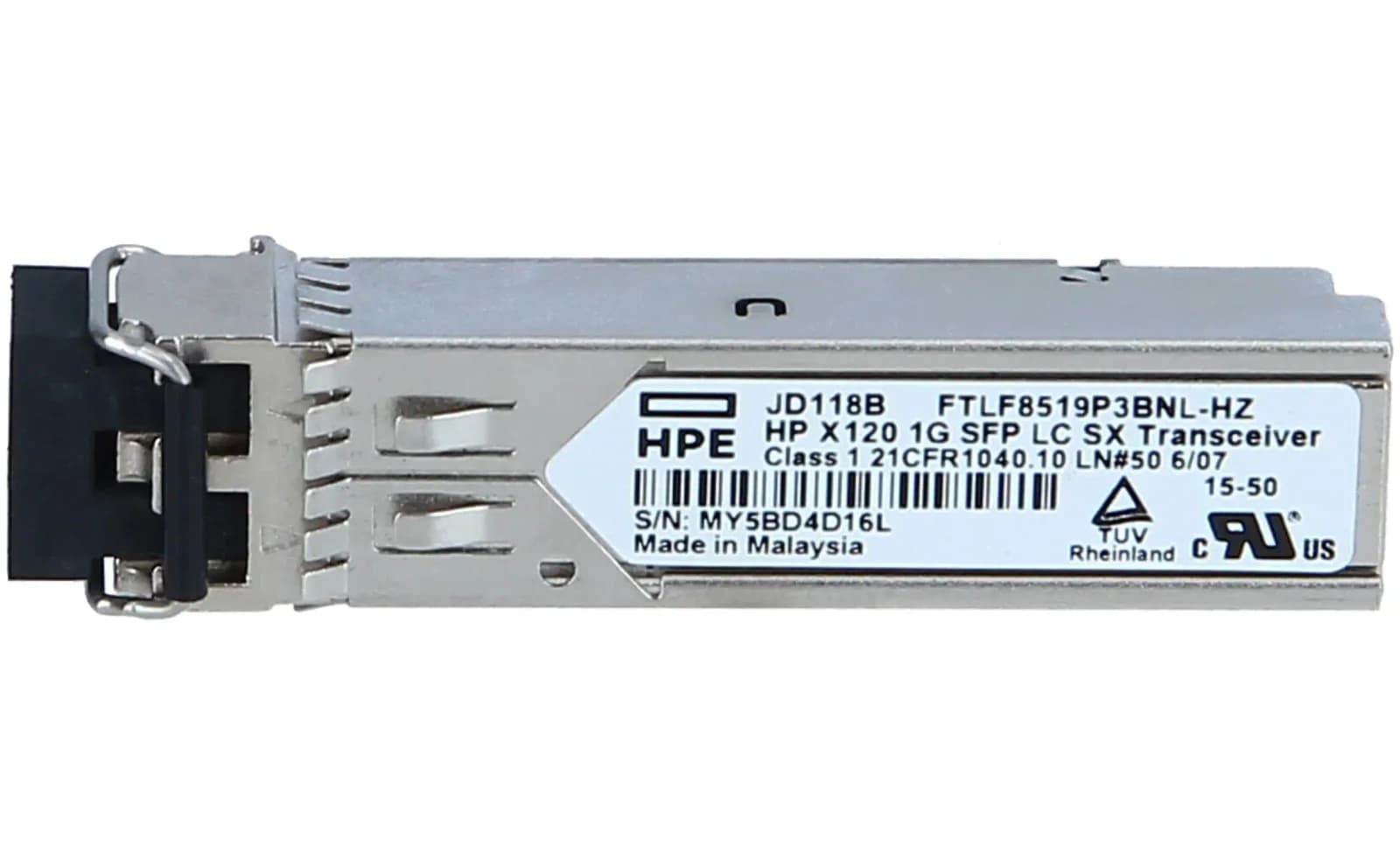HPE X120, SFP (Mini-GBIC)-transiver modul, GigE, 1000Base-SX, LC multi-mode, 550m, 850 nm (JD118B)