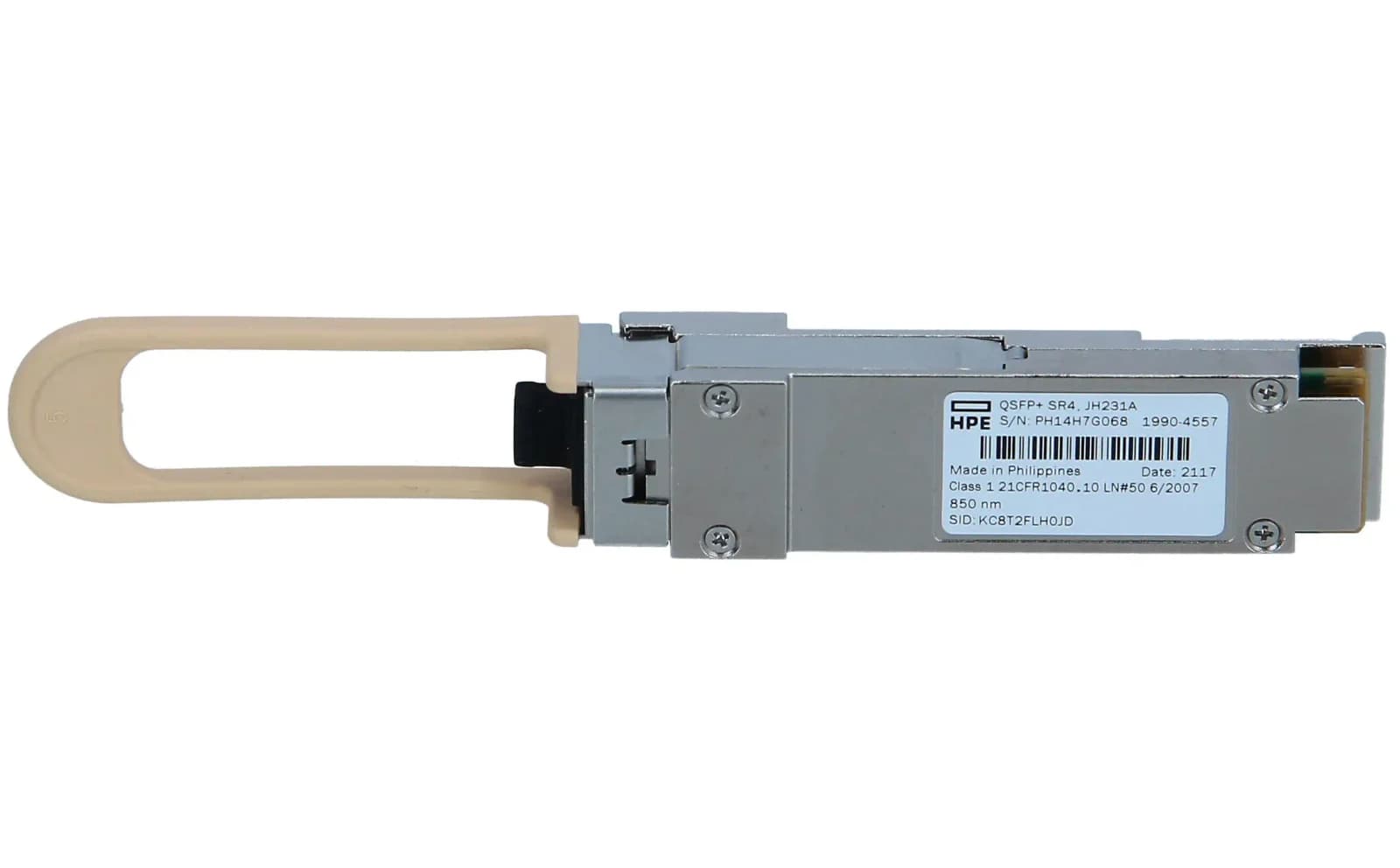 HPE X142, QSFP+ transceiver module, 40 Gigabit LAN, 40GBASE-SR4, MPO multi-mode, 100 m, 850 nm (JH231A)