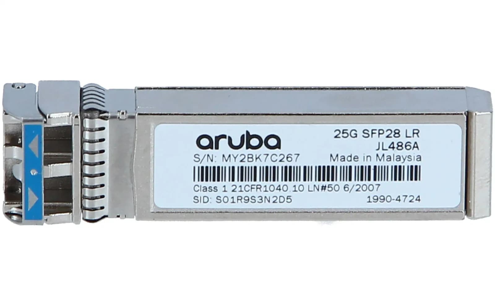 HPE Aruba, SFP28 transceiver module, 25 Gigabit LAN, 25GBase-LR, LC single-mode, 10 km, 1310 nm (JL486A)