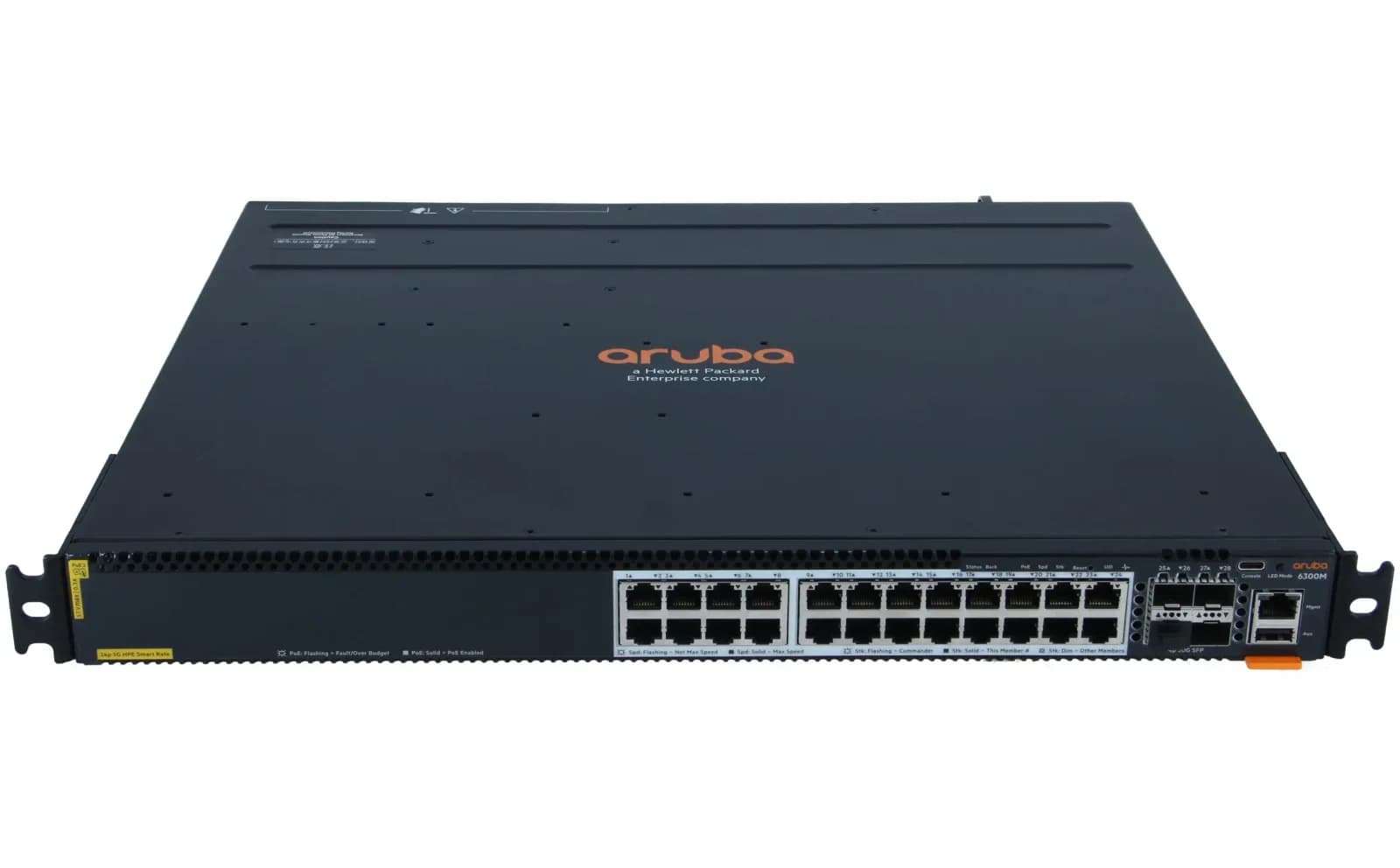 HP Aruba 6300M, Switch, L3, managed, 24 x 1/2.5/5/10GBase-T + 4 x 1 Gigabit / 10 Gigabit / 25 Gigabit / 50 Gigabit SFP56 (Uplink / Stacking) (JL660A)