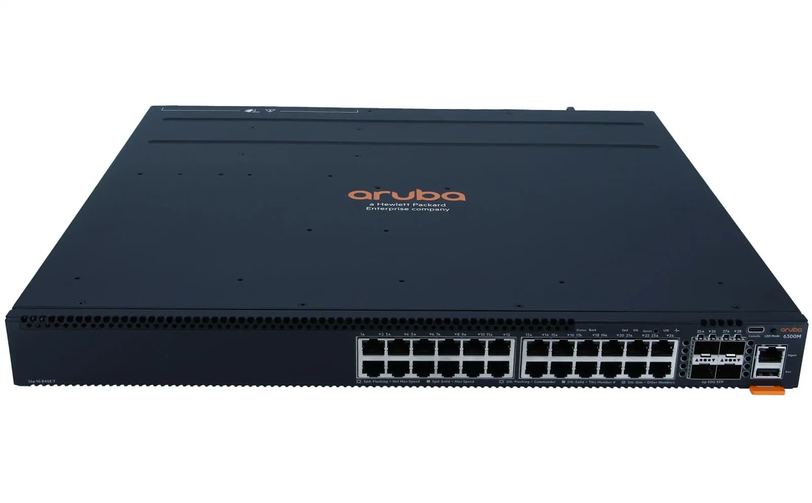 HP Aruba 6300M, Switch, L3, managed, 24 x 10/100/1000 + 4 x 1 Gigabit / 10 Gigabit / 25 Gigabit / 50 Gigabit SFP56 (Uplink / Stacking) (JL664A)