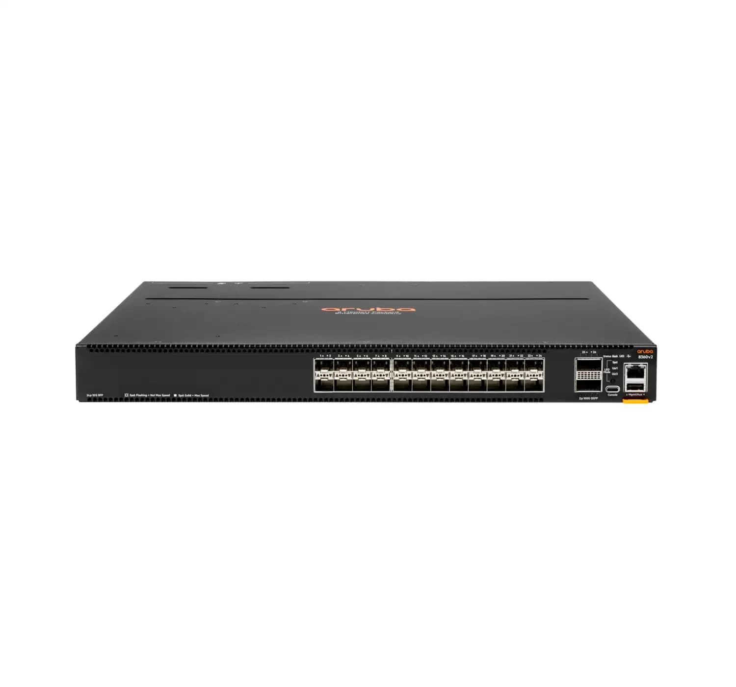 HPE Aruba CX 8360-24XF2C v2, Switch, L3, Managed, 24 x 1 Gigabit / 10 Gigabit SFP / SFP+ + 2 x 40/100 Gigabit QSFP+ / QSFP28, front to back (JL710C)