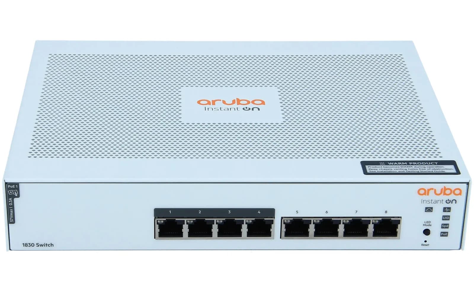 HPE Aruba Instant On 1830 8G 4p Class4 PoE 65W Switch, smart, 4 x 10/100/1000 + 4 x 10/100/1000 (PoE+), desktop, rack-mountable, PoE+ (65 W) (JL811AABB)