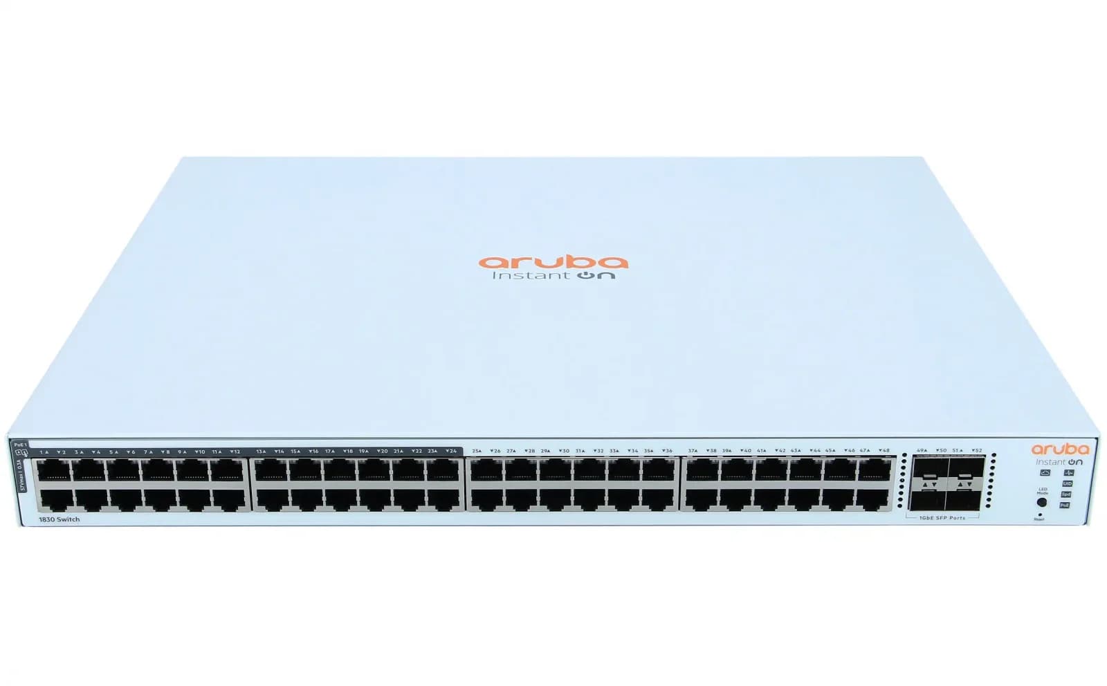 HPE Aruba Instant On 1830 48G 4SFP Switch, smart, 48 x 10/100/1000 + 4 x Gigabit SFP, desktop, rack-mountable (JL815AABB)