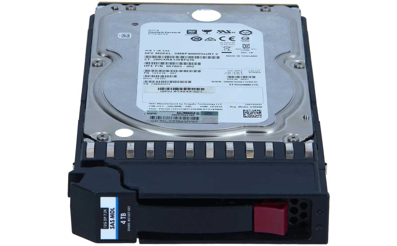 HP Midline, Hard drive, 4 TB, hot-swap, 3.5" LFF, SAS 12Gb/s, 7200 rpm (K2Q82A)