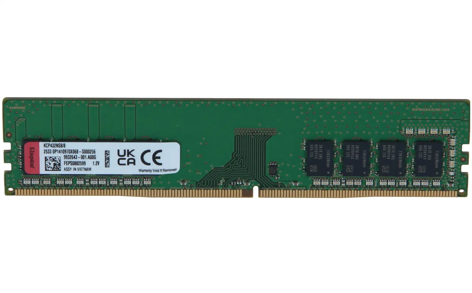 Kingston DDR4, module, 8 GB, DIMM 288-pin, 3200 MT/s, CL22, unbuffered, non-ECC