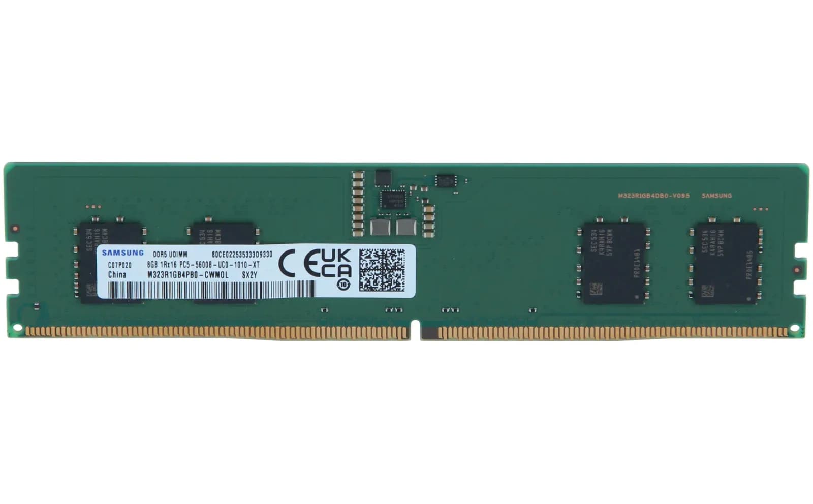 Samsung 8GB 5600MHz DDR5 PC5-44800 ECC Unbuffered CL46 288-Pin DIMM 1.1V Single Rank x16 (M323R1GB4PB0-CWMOL)