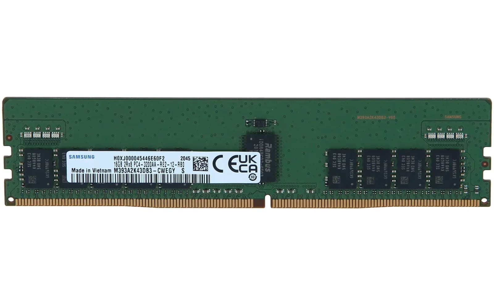 Samsung DDR4, module, 16 GB, DIMM 288-pin, 3200 MHz / PC4-25600, 1.2 V, registered, ECC (M393A2K43DB3-CWE)